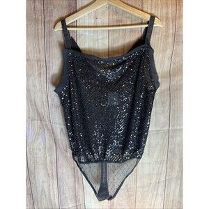 Free People Bodysuit Womens Medium Sequin Spark Party Event Concert 170/96A